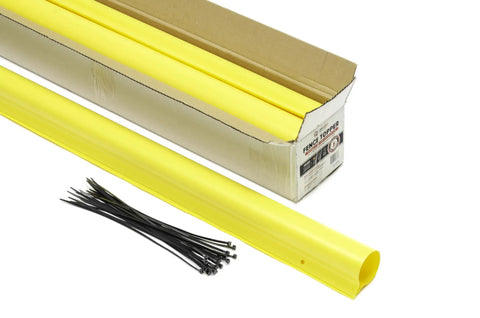 Premium Fence Topper 50 Ft Yellow Chain Link Fence Cover shown with zip ties and box
