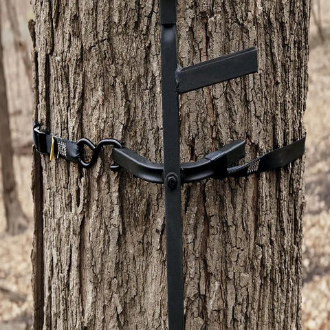 Extra Long Tree Climbing Stick Ladder For Deer Hunting Up To 25 Feet Durable Climbing Gear For Tree Stands Easy Stable Climb And Quick Deployment Every Time attached to tree