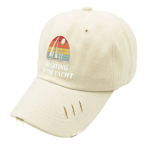 Yacht Vibes No Crying On The Yacht Inspired Cotton Baseball Cap For Men Breathable Lightweight Hat with six air holes