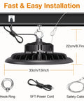 LED High Bay Light 150W Hella Bright 21,000 Lumens 5000K Daylight Equivalent To 600W HID HPS US Plug 5 Ft Cable size details
