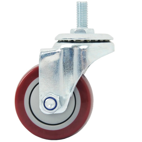 Beefy Heavy Duty 3 Inch Swivel Caster Wheels Set Of 4 With Half Inch Threaded Stem And One Inch Length Polyurethane Antiwear Casters