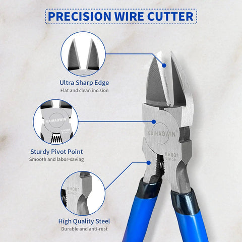 Close-up of 6.5 Inch Flush Cutters Two Pack Pro Grade Ultra Sharp Spring Loaded Diagonal Side Cutters for Jewelry Making and Crafting