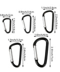 Aluminum Carabiner Clip Snap Hook Keychain Set Black With Multiple Sizes 1.5 1.9 2.2 2.4 2.8 Inch Carabiners For Keys