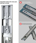 16 Inch Drawer Slides Soft Close Full Extension Ball Bearing Rails Set For Side Mount Cabinets And Dressers 4 Pairs 8 Pieces With Screws Quiet Smooth Glide 100 Pound Capacity metal soft-close drawer slide mechanism