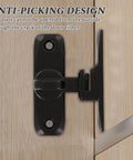 Two Pack Pocket Sliding Barn Door Lock Latch With 90 and 180 Degree Flip For Privacy Heavy Duty Alloy Hardware Weather Resistant Fit For Cabinets Barn Doors Bathrooms And Garden Doors Black Finish installed on wooden door