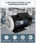 Half Horsepower Farm Duty Electric Motor, Single Phase 1750 RPM, 115 To 230 Volt, 56 Frame, Five Eighths Inch Shaft, TEFC