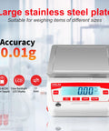 Pro Grade Ultra Precise Lab Scale 5000G X 0.01G Digital Balance With 0.01G Accuracy For Lab Use, large stainless steel plate