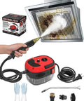 Powerful 2500W Handheld High Temp Steam Cleaner with 15 Second Heat Up, 1.6L Tank, cleaning a kitchen hood vent.