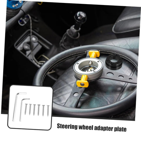Racing Steering Wheel Adapter Plate For Modified Cars And Sim Racing Durable Alloy Wheel Adapter with tools on leather seat