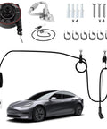 Slick Overhead EV Charging Cable Organizer With Universal Retractable Cord Reel, ceiling mount accessories and charging cable.