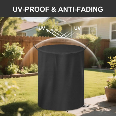 Heavy Duty Water Resistant Fire Pit Cover For Summit 24 Inch Solo Stove, UV-proof feature in backyard, dual handles visible