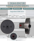 DG64 00473B Stove Knobs Black Replacement Set For Gas Range And Cooktop, detailed view of knob dimensions and design.