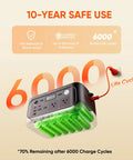 Go Anywhere 512Wh LiFePO4 Portable Power Station With 500W Continuous Power And 1000W Peak showing 6000 life cycles