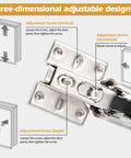 No Hassle Heavy Duty 180 Degree Lateral Hinge Set For Cabinets And Wardrobes close-up showing three-dimensional adjustable design.