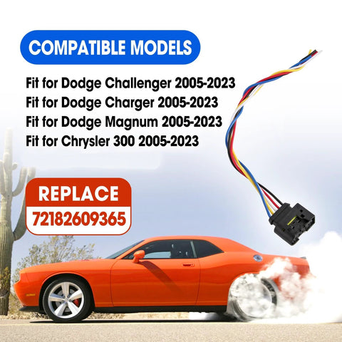 High Conductivity Fuel Pump Connector Wiring Harness Replacement 72182609365, part visible with compatible cars listed.