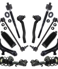 Front Steering And Suspension Kit For 2013 To 2019 Nissan Sentra Ready To Roll Front End Replacement With Inner And Outer Tie Rods Lower Control Arms Rack And Pinion Bellows Strut And Spring Assemblies Sway Bar Links
