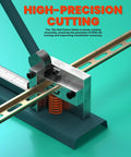 Din Rail Cutter Dual Groove Tool For Slotted Steel Aluminum Iron And PVC Guides With 50cm Ruler Sliding Baffle in use.