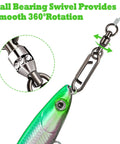 Dope Quick Change Fishing Speed Clips For Lures With Ball Bearing Swivel Power Clips Tackle Ready Topwater Gear For Saltwater And Freshwater Crankbait Popper Lures 44Lb Load And Resilient Stainless Steel, stainless clip with lure and swivel