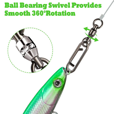 Dope Quick Change Fishing Speed Clips For Lures With Ball Bearing Swivel Power Clips Tackle Ready Topwater Gear For Saltwater And Freshwater Crankbait Popper Lures 44Lb Load And Resilient Stainless Steel, stainless clip with lure and swivel