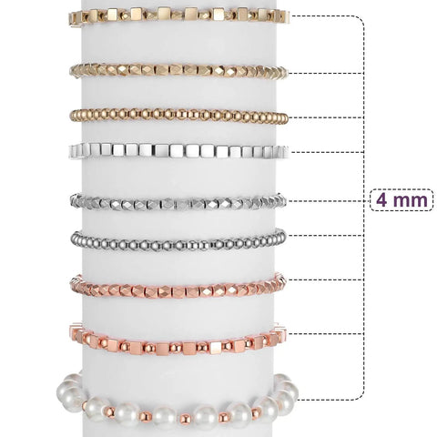 Assorted Spacer Beads Kit With 3000 Pieces Including 1500 4 Mm Faceted Rondelle Cube Beads, 900 Round, 600 Square, Gold, Silver, Rose Gold