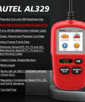 OBD2 Scanner AL329 Upgraded Diagnostic Tool displayed with features for I/M readiness and error code reading.
