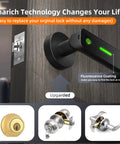Fingerprint Door Lock With Lever Handle And Keyless Entry For Smart Bedroom Security, featuring upgraded fluorescence coating.