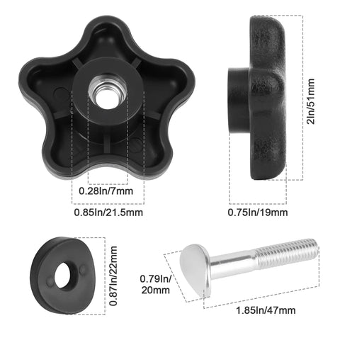 Dimensions of knob and bolt from 4 Pack Handle Knob And Screw Bolt Washer Kit For Lawn Mowers Snow Blowers And Recycler TimeMaster