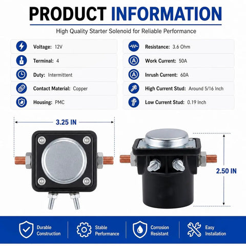 Product diagram of Starter Relay Solenoid Switch For Johnson Evinrude Mercury Marine Outboard Engines 12V Replacement