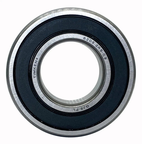 Angle view of 2 Pack 6205-2RSC3 Deep Groove Ball Bearings Double Rubber Sealed 25x52x15mm with clear product details visible.