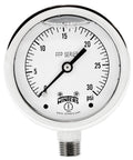 Heavy duty stainless steel liquid filled pressure gauge with 2.5 inch dial, displaying psi; suitable for hydraulic systems and outdoor equipment.