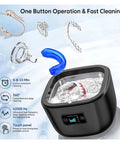 No Sweat Ultrasonic Cleaner For Jewelry Watches And Dentures High Frequency Automatic Bubble Wash Machine In Matte Black cleaning rings and dental braces.