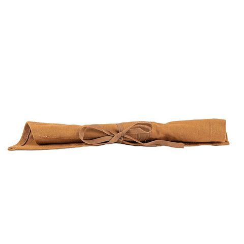 Heavy Duty Tool And Wrench Roll With Eleven Pockets In Brown Canvas For On The Go Organization Fits Six To Twenty Five Millimeter Wrenches Rolled Up