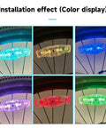 Rechargeable LED Bike Wheel Lights 2 Pack With Motion Sensor Waterproof Spoke Lights showing different color modes on bike wheel