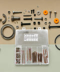 49 Piece M6 Hex Drive Screws And Barrel Nuts Set with portable storage box and assorted hardware for DIY projects