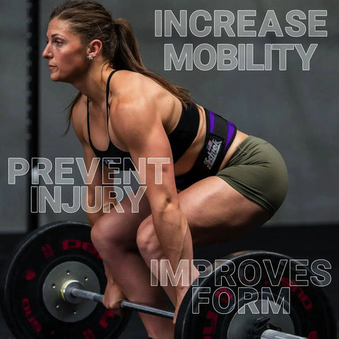 Woman using Heavy Duty 6 Inch Nylon Weight Lifting Belt For Powerlifting And Strength Training during deadlift exercise.