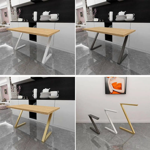 Rock Solid Heavy Duty Metal Table Legs With Adjustable Feet Industrial Z Shape Frame For Custom Dining Desks Coffee Tables And Patio Projects Bang For Your Buck Super Easy Install showcasing different angles and finishes.