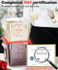 Clear 4 Quart Food Storage Container Set With Red Lids, 4 Pack Square Containers BPA Free Hot And Cold Resistant NSF certified