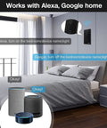 WiFi Smart Touch Light Switch 2 Gang US Standard Black Tempered Glass Panel with Timer Function in bedroom with smart speakers