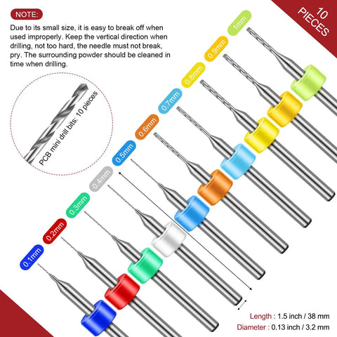 Pro Grade 59 Piece Hand Drill Bits Set With Pin Vise And Micro Twist Bits Plus 10 Tungsten Carbide PCB Rotary Bits shown