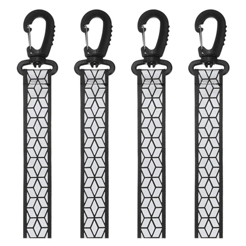 Double Sided Reflective Safety Keychain 4 Pack With Plastic Buckle For Backpack Running Cycling Hiking Black Reflective Tags