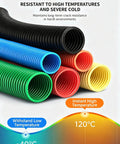 Pro Grade Heavy Duty Flexible PP Corrugated Conduit resistant to high temperatures in various colors for no sweat wire routing.