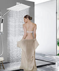 All Metal Rain Shower Head And Handheld Spray Combo With High Pressure Square Head 13 Inch Extension Arm 78 Inch Hose