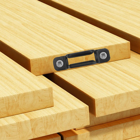 Legit Solid Furniture Connectors And Heavy Duty Hidden Fastener Clip Kit For Seamless Shelf Assembly Black Manganese Steel joiner on wooden panels.