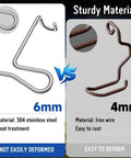 Comparison of 6mm stainless steel vs 4mm iron wire, highlighting strength and rust resistance for Fence Stretcher Tool Kit With 50 Tightener Clips And Heavy Duty Handle For Barbed Wire Chain Link And Farm Fencing Rugged Pro Grade Workhorse Rust Resistant Tensioner For Ranch Garden And Pasture.