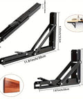 Pair Of Heavy Duty Folding Shelf Brackets, Rock-Solid No-Fuss Triangle Wall Mounted Brackets, 30 x 16.3 cm, showing dimensions.