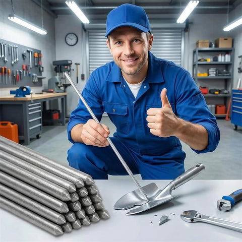 Person holding Low Temperature Aluminum Welding Rod Fix It Rod With Powder Core Flux Easy Melt For Stainless Steel Iron Aluminum