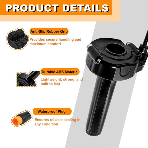 Full Twist Throttle Kit For 12V To 72V E Bikes And Scooters 3 Pin Surron Style Waterproof Quick Twist Handlebar Throttle