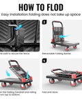 Steps to fold the Heavy Duty Workhorse Fence Push Cart Dolly With Cage Foldable Platform Hand Truck for easy storage