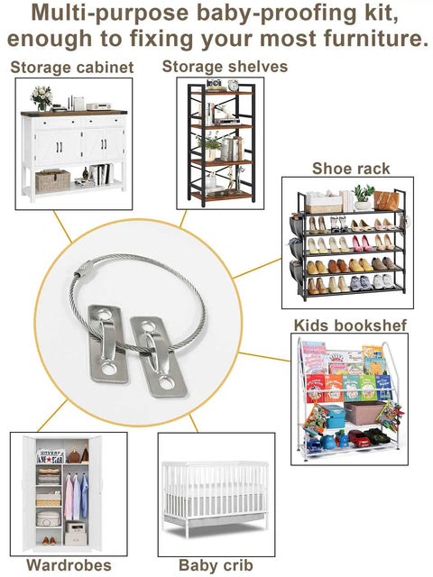 Heavy Duty Stainless Steel Anti Tip Furniture Anchors For Baby Proofing And Child Home Safety securely attaching furniture items.