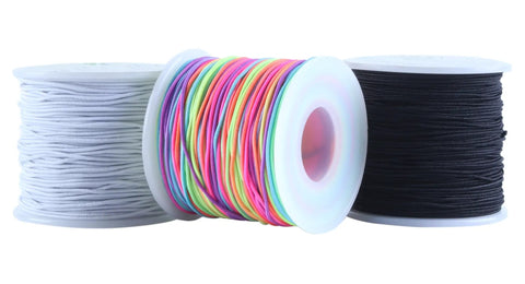 1.0mm Stretchy Beading Cord For Pony Beads Kandi Bracelets And DIY Jewelry Mixed Colors 50 Yards Per Spool Elastic String